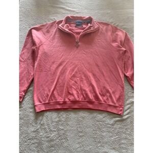 Bobby Jones Players Mens XL Pullover 1/4 Zip Pima Cotton Coral Pink Sweatshirt‎